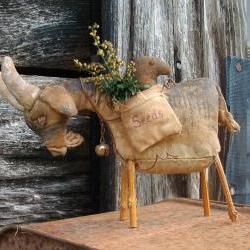  PDF E-Pattern Grungy, Primitive Goat - Crow in Seed Bag - Sprigs of Preserved Oregano and Sweet Annie